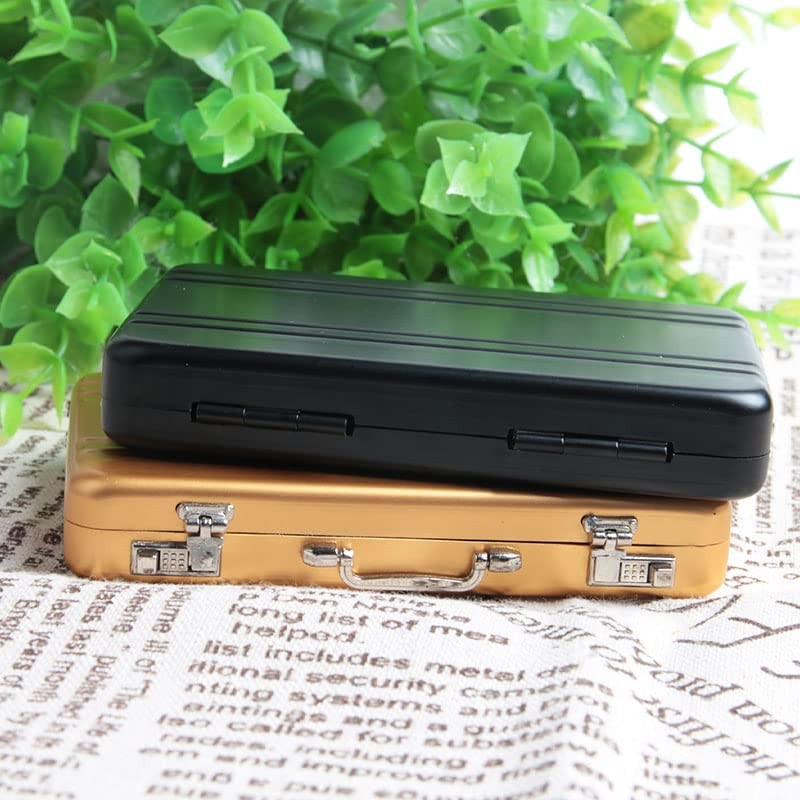 Opexicos 2Pcs Lock Box Modeling Suitcase Aluminum Metal Business Card