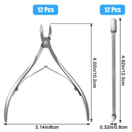 12 Pcs Professional Cuticle Trimmer, Stainless Steel Cuticle Nippers Professional Heavy Duty Pedicure Manicure Nail Care Tool Durable Dead Skin Clipper for Fingernails and Toenails