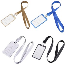4 Pieces Key ID Lanyard, 4 Set Includes - Lanyard with Card Case, Alloys ID Card Holder and for Credit Cards, ID Card Holder and Tear-Resistant Cord with for Card Holders