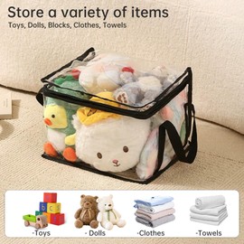 Clear Toy Storage Organizer Bags, Reusable Transparent PVC Travel Waterproof Zipper Bags for Organizing, Large Toy Organization Board game, Puzzle Storage Containers (2, Large)