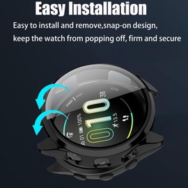 Compatible for Garmin Forerunner 165 Case, Lamshaw Hard PC Case with Screen Protector Compatible for Forerunner 165 Smartwatch (Black)