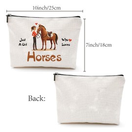 CREATCABIN Horses Makeup Bags for Women Travel Cosmetic Bag Zipper Pouch Tool Multi Purpose Pencil Case Toiletry Packing Purse Storage Gag for Staff Worker Daughter Sister Bestie Mom Gifts 10x7Inch