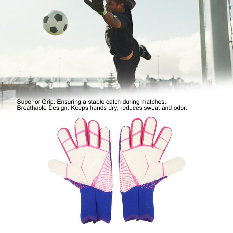 1Pair Goalkeeper Gloves Soccer Goalie Gloves Latex Strong Grip Breathable