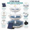 Solar Bird Bath Fountain for Outdoor Décor – 3-Tier Plastic