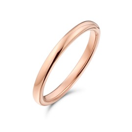 Thin Minimalist Dome Couples Titanium Wedding Band Polished Rose Gold Plated Ring For Men For Women Comfort Fit 2MM