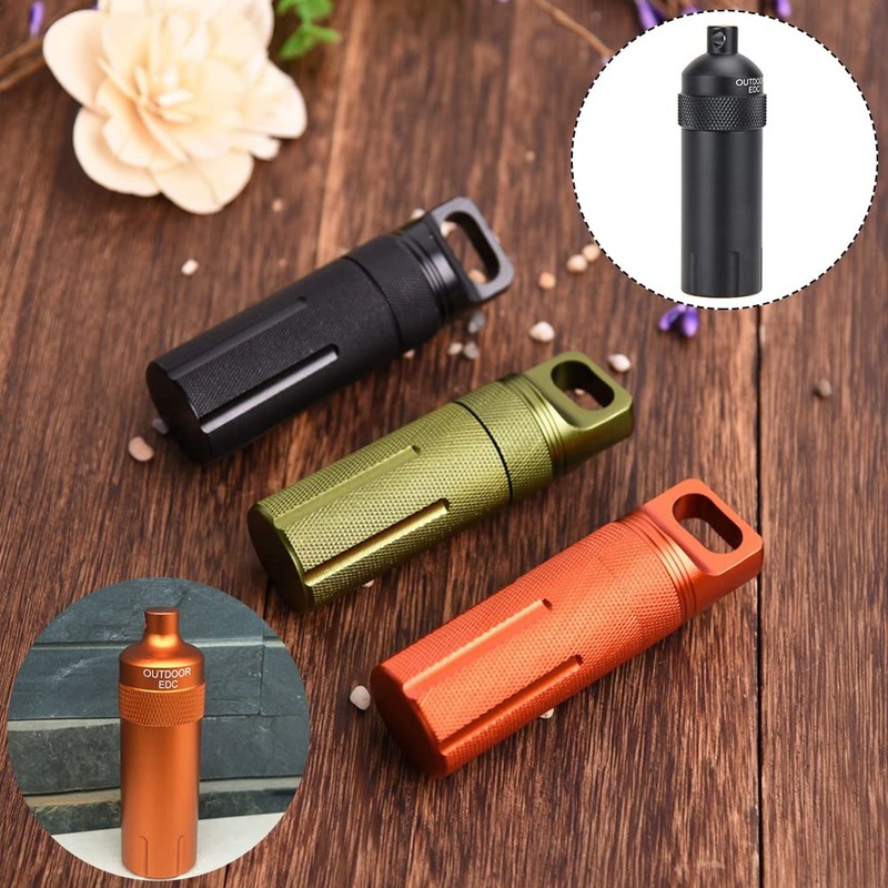 Vogueing Tool Waterproof Pill Holder EDC Container Metal Survival Capsule