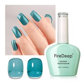Firedeep Jelly Blue Gel Nail Polish, 16ml Sheer Blue Nail Polish UV/LED Soak Off Gel Polish for Spring Summer Manicure 1Pcs