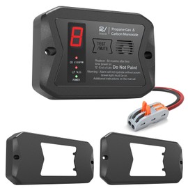 RV Dual LP/CO Alarm, RV Carbon Monoxide & Propane Detector, Hardwired-12V DC with 3 Different Brackets for Motorhome Travel Trailer, Motor Coach, Truck Camper (R502 Black)