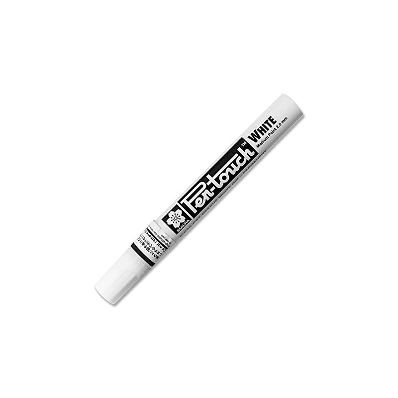 Plumón Blanco SAKURA Pen-Touch de alta opacidad, ideal para superficies