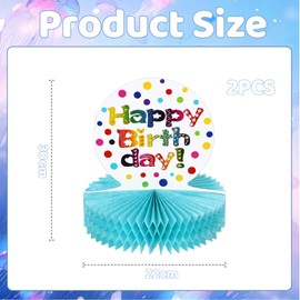 Kotkiddy Pack of 2 Rainbow Honeycomb Paper Centrepiece - Colourful Happy Birthday Decorations for Children Party Items