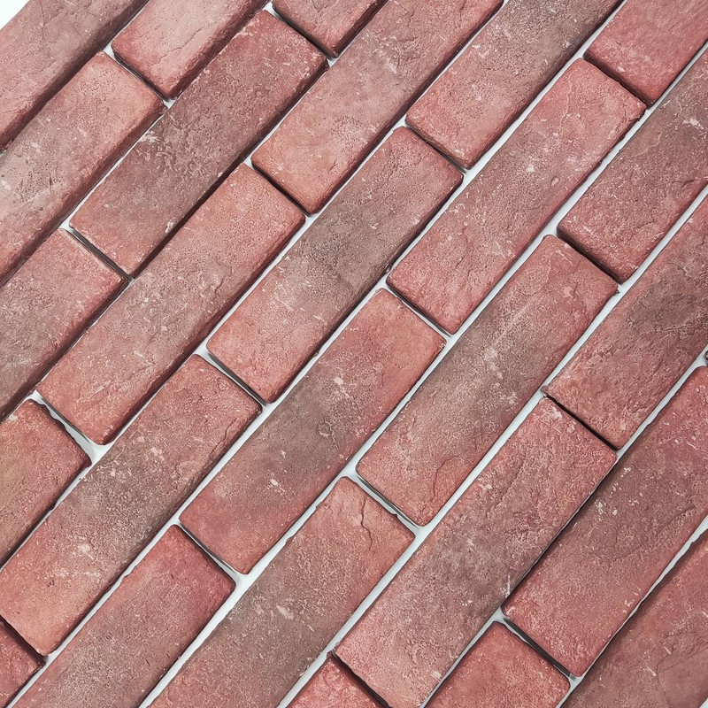 Jusmioke 40 Pcs Red Thin Brick Veneers, 2.4" x 7.9"