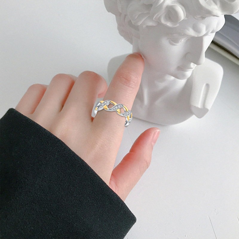 FUNTE Silver Rings For Women Gold Wedding Promise Ring With