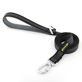 Plutus Pet Heavy Duty Dog Leash with Lockable Aluminum Carabiner, 4/6 Feet Long, Double-Sided Reflective Nylon, Padded Handle, for Puppy, Small, Medium and Large Dogs (Black, 4/5" x 4')