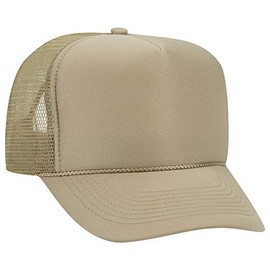 Otto Polyester Foam Front 5 Panel High Crown Mesh Back Trucker Hat - Khaki