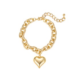 Elegant Gold Plated Heart Charm Bracelet for Women, Adjustable Dainty Love Chain Gift for Anniversary Valentine's Day - Hypoallergenic Jewelry