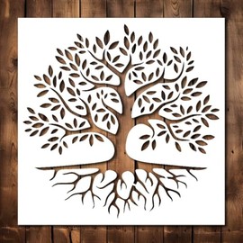 Tree Stencil Template - Reusable Big Family Tree Stencils for Painting on Wood, Glass, Wall Rock, Walls, Canvas, Glassware, Spray Painting, Airbrushing, Crafts (10 x10)