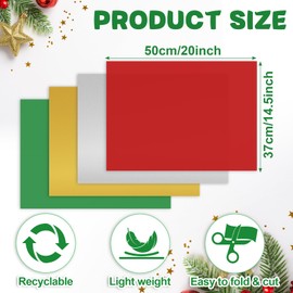 Morcheiong 70 Sheets Christmas Tissue Paper Multicolor Art Gift Wrapping Paper Bulk Gift Wrapping for Christmas Holiday Crafts Decor Festival-Red, Green, Silver, Gold(20 x 14.5 inches /50 x 37cm)