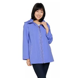 Dennis Basso Water Resistant Jacket with Striped Lining,Periwin