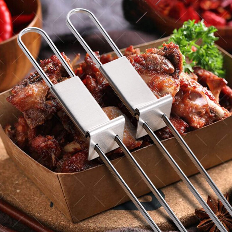 CMYK Barbecue Skewers, 6-Pack 13" Stainless Steel Grilling Skewers with