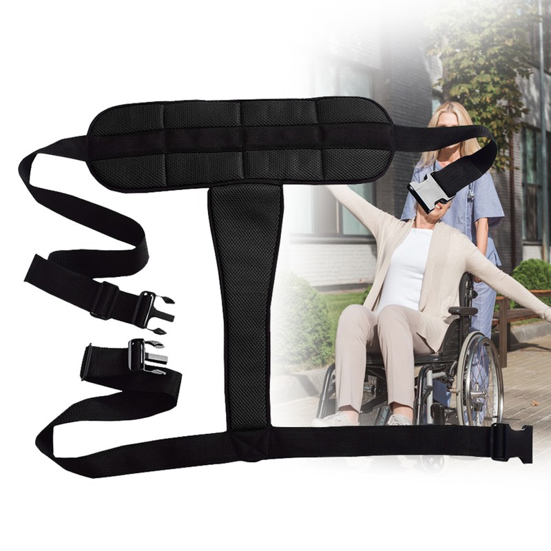 Wheelchair Safety Belt Restraint Harness Protective Adjustable Strap for PatientsBlack
