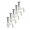 White Round Cable Clips with Fixing Nail K-Type 50pcs (5mm)