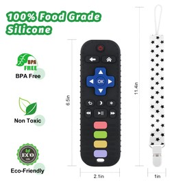 Fu Store Black Silicone Teething Toys for 0-12 Momths 3-24 Months Infant Toddlers Remote Control Shape Teethers for Babies Chew Toys Relief Soothe Babies Gums Set Dishwasher and Refrigerator Safe