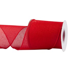 Joycrosso Burlap Wired Edge Ribbon 4 inch x 10 Yards, Red, Ideal for Crafting, Gift Wrapping, Wreath, Christmas Tree, and Rustic Wedding Decorations