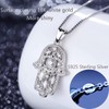 Aniu 925 Sterling Silver Necklace for Women, Hamsa Hand Pendant,
