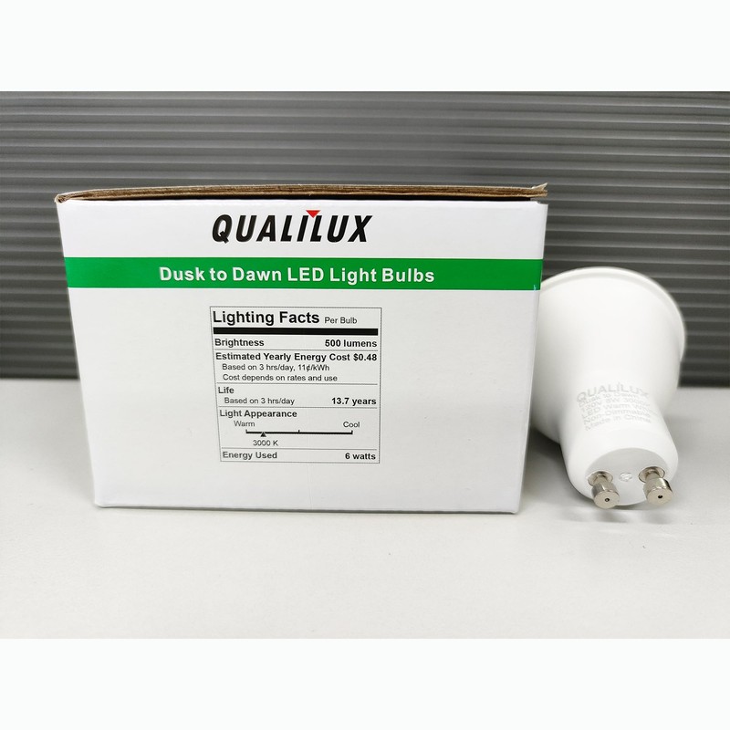 Qualilux MR16 GU10 Dusk to Dawn Light Bulbs, Warm White