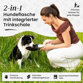 Dog Water Bottle for On the Go - 700 ml - Leak-proof & Robust Stainless Steel - Portable Pet Water Bottle, Dog Bottle to Go, Dog Drinking Bottle for On the Go for All Dogs