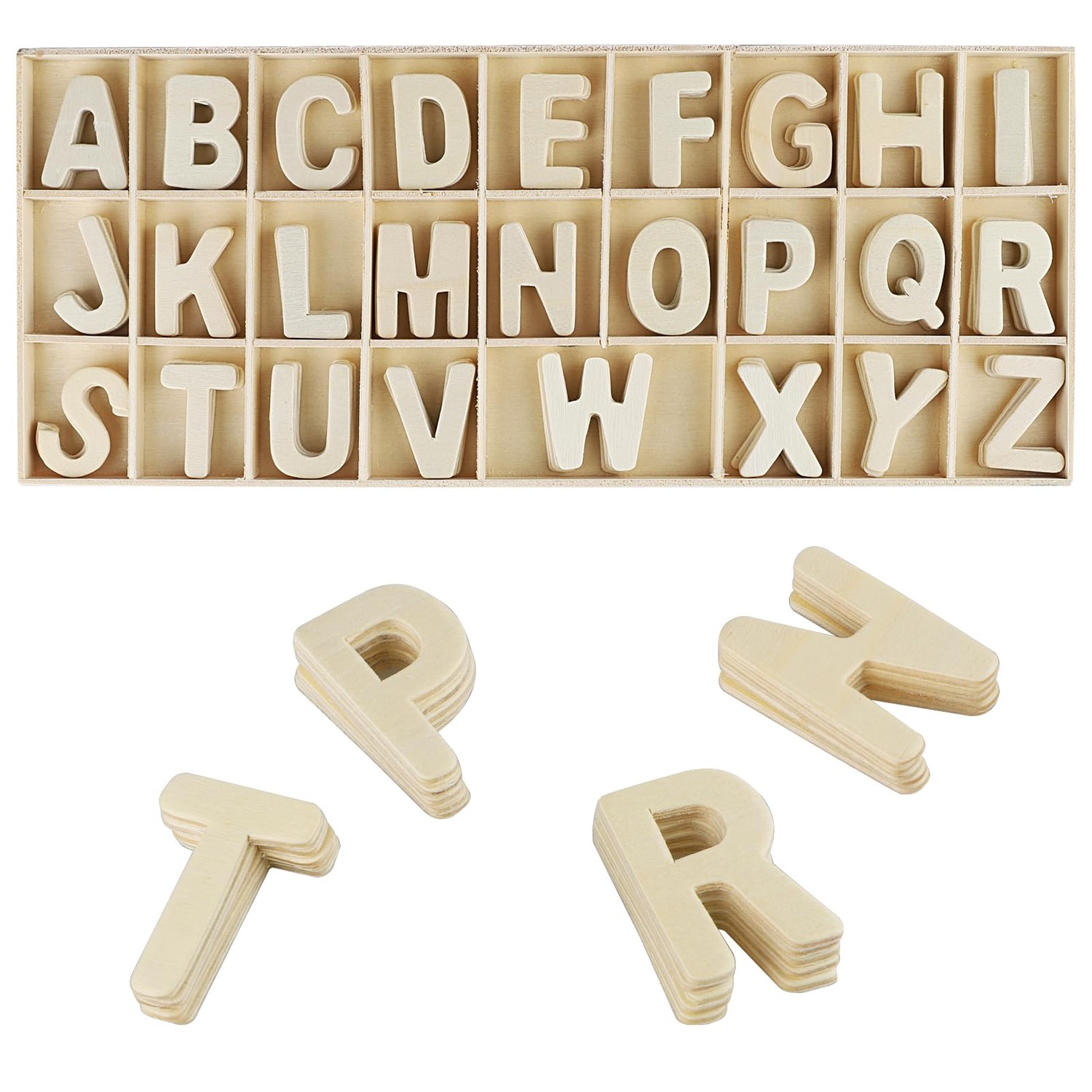 Capital Letters A-Z, 130 Pieces Wooden Letters Set, Wooden Letters ...
