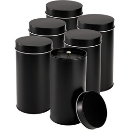 Yesland 6 Pack Tea Tin Canister with Airtight Double Lids, 32 Fl Oz Tin Can Box and Large Round Kitchen Canisters for Loose Tea, Coffee, Candy, Herbs and Spices(Black)