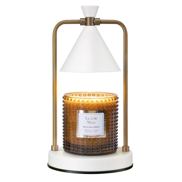 LA JOLIE MUSE Candle Warmer Lamp with Timer, Dimmable, Electric Candle Melter, Compatible with Small & Large Candle, 2 Bulbs Included