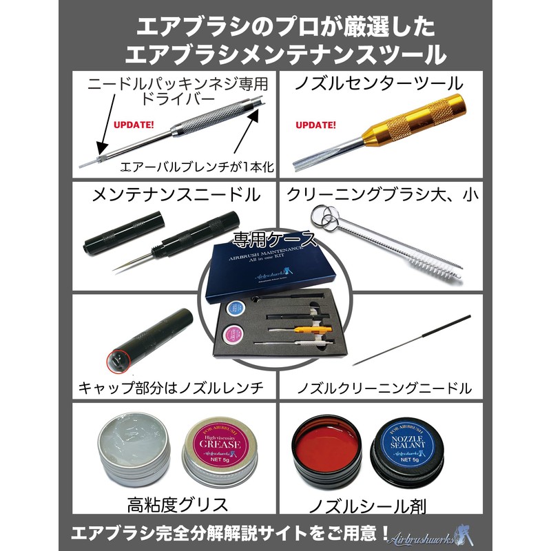 Airbrush Works Airbrush Maintenance Kit, Airbrush Disassembly Tool, Cleaning