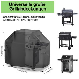 Newbob Large Weatherproof Grill Cover, Universal Grill Cover, Waterproof Gas Grill Cover for Outdoor Use Grill Accessories, 420D Oxford Robust Grill Tarpaulin (117 x 61 x 117 cm)