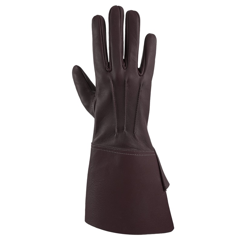 Men's Long Cuff Gauntlets Gloves Piper Drummer Band Gloves (Darkbrown,