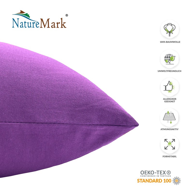 NatureMark Pack of 2 Jersey Cushion Covers, Side Sleeper Pillows,