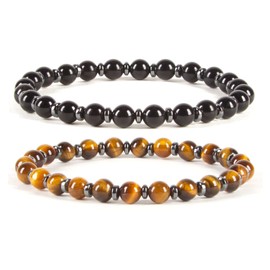 Cherry Tree Collection - Small, Medium, Large Sizes - Gemstone Beaded Bracelets For Women and Men - 6mm Round Beads (Protection Set - Medium)