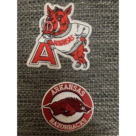 (2) Arkansas Razorbacks HOGS RARE  Iron-On Patches patch lot  3" X 2.5 & 2.5”