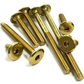 KADco® M6 (6mm) Joint Connector Bolts Barrel Bolts Hex Allen Key Socket Flat Head Bed Furniture Joint Connecting Screws Yellow Passivated Zinc Plated M6 x 50mm (Pack of 10)