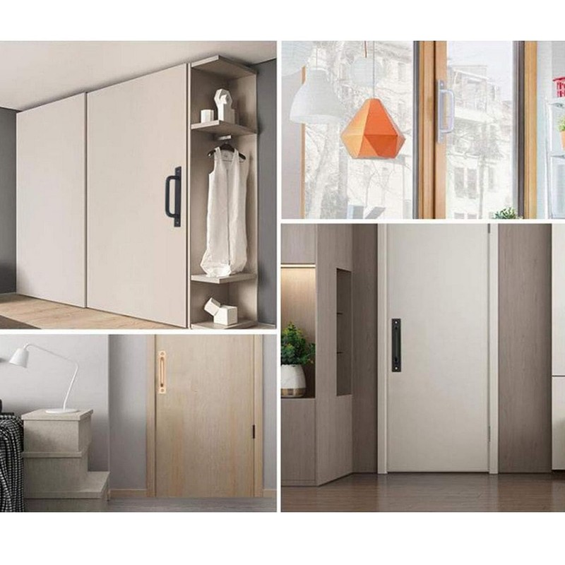 NNNJunhua Metal Heavy Duty Barn Door Handle Flush Long Base