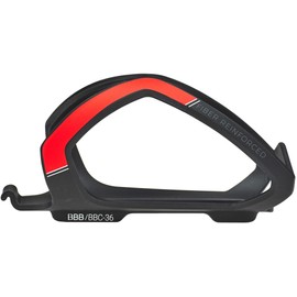 BBB Cycling Water Bottle Holder Universal Bike Bottle Cage for Road Bike and MTB Lightweight FlexCage BBC-36 Matt Black/Red