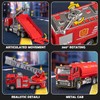 TAKGUD 4 Packs Metal Fire Trucks Playsets, Mini Friction Powered