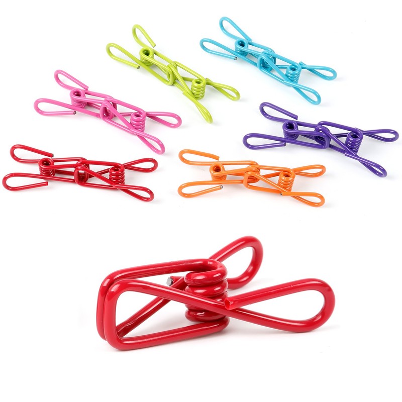 TRIXES 20 Pack Rainbow Coloured Metal Clothes Pegs