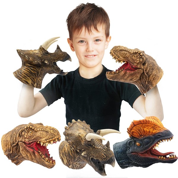 CreepyParty Dinosaur Hand Puppets Dino Toys Latex Raptor Realistic Puppet