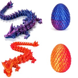 Pack of 2 Dragon Egg, 3D Dragon in Egg, Movable 3D Printed Dragon, 3D Printed Dragon in Egg Inside, Home Office, Desk Decoration, Adults, Children, Gifts, Toys