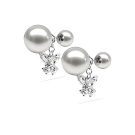 Copper alloy zircon earrings WIC butterfly screw style ear clips without ear holes purple