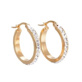 Aretes Arracadas Coquetas Acero Inoxidable Zirconias Blancas (Dorado)