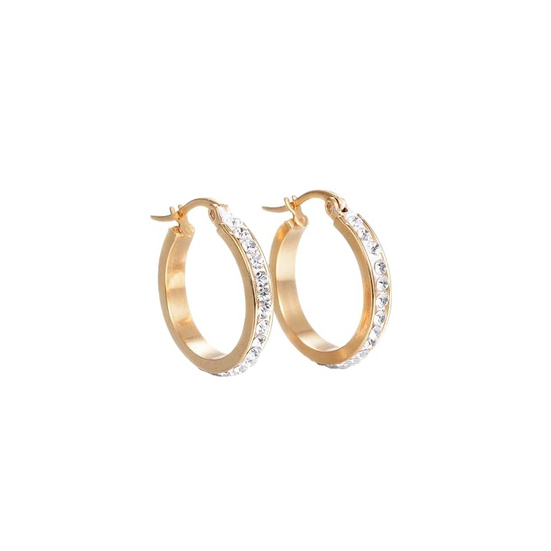 Aretes Arracadas Coquetas Acero Inoxidable Zirconias Blancas (Dorado)
