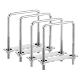 sourcing map 4Sets 304 Stainless Steel Square U-Bolts, 3.15" (80mm) Inner Width 4.72" (120mm) Length M8 with Nuts, Frame Plate, Gasket for Automobiles Trailer, Ski Boat, Fishing Boat, Pipelines